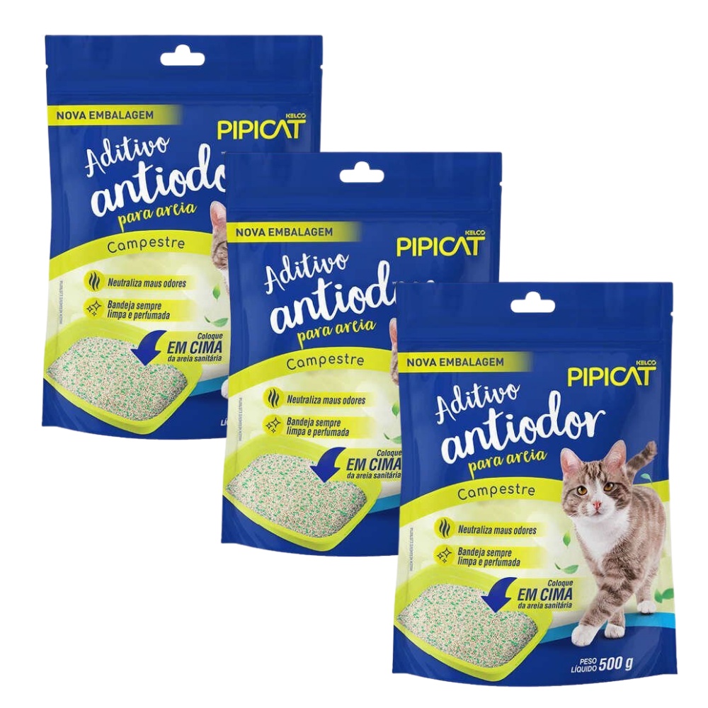 Kit 3 Aditivos Antiodor Kelco Pipicat Campestre 500g