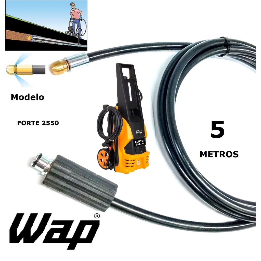 Mangueira desentupidora de tubulação WAP - 5 Metros - Wap FORTE 2550