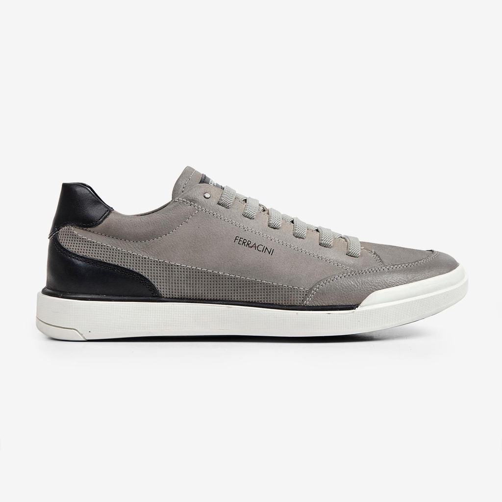 Sapatênis Masculino Couro Ferracini Confortável Leve Esportivo Original Star Cinza Claro 1056A - Men Shoes