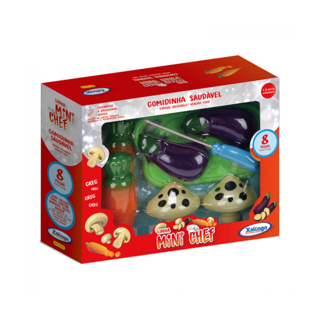 Brinquedo de Alimentos Mini Chef Cozinha Comidinha Saudavel 8 Peças Xalingo - 2787.6 em Oferta na Shopee