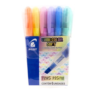 Pincel marca texto Lumi Color Soft Tons Pastel 6 cores Pilot