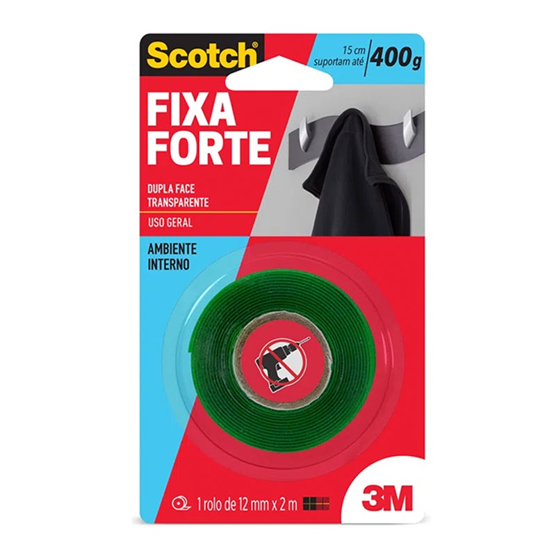 Fita dupla face fixa forte transparente 12mmx2m 3M em Oferta na Shopee