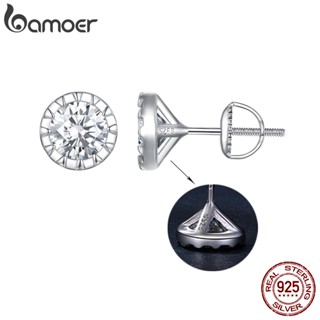 Bamoer 925 Silver Sterling 1ct Clássico Moissanite Stud Earrings Design Único Presente De Aniversário Ideal Para Mulheres MSE027