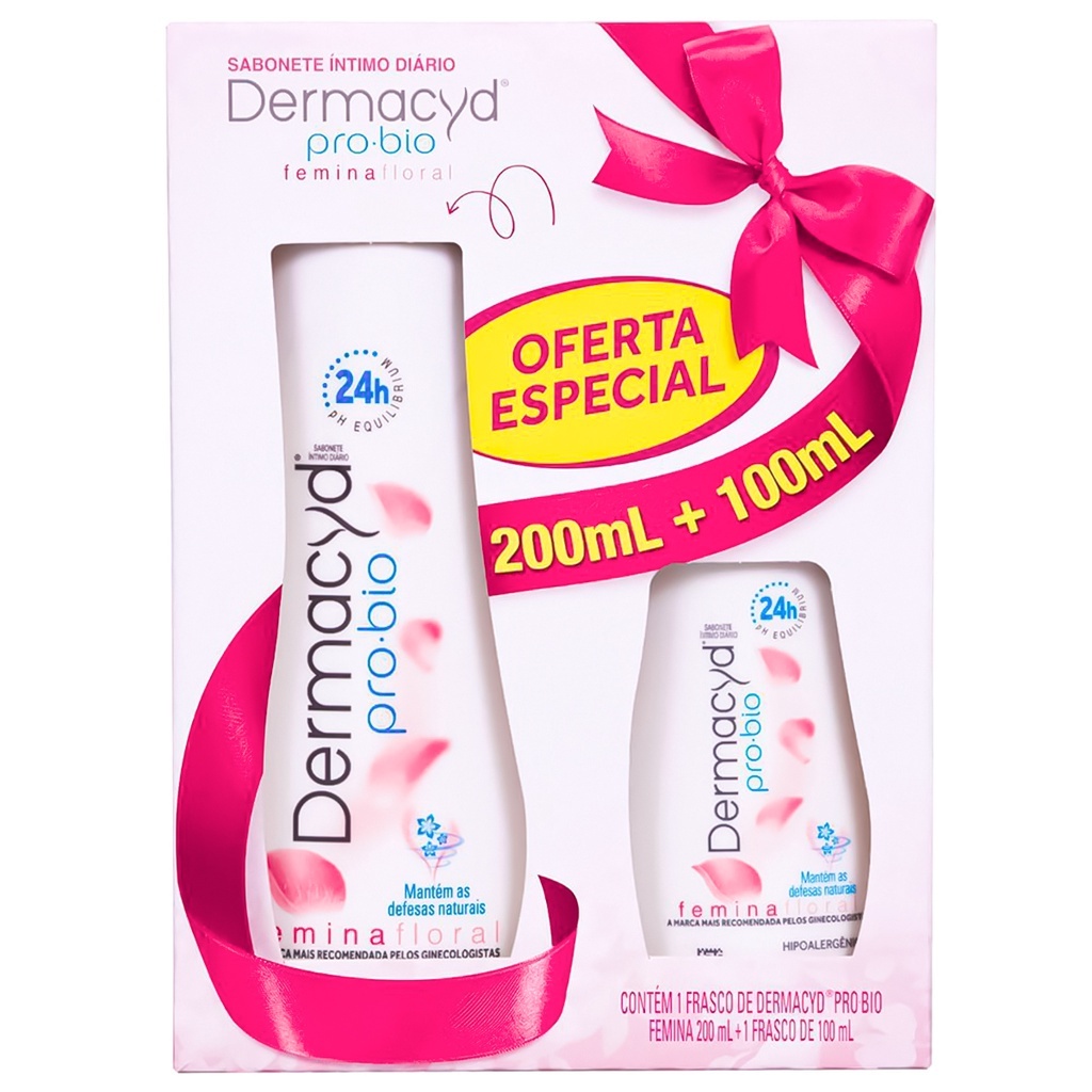 Kit Sabonete Liquido Dermacyd Femina Floral  200ml + 100ml em Oferta na Shopee