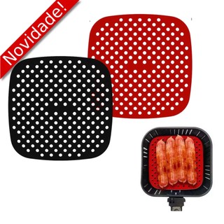 Forro Protetor Quadrado Para Air Fryer Fritadeira De Silicone Tapete Grande Pequeno Comida Cozinha