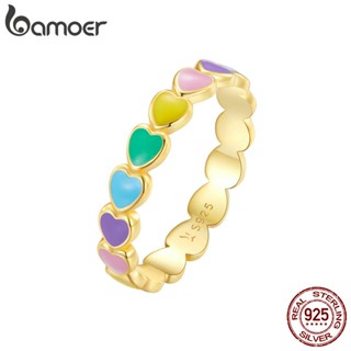 Bamoer 925 Sterling Silver Gold Rainbow Heart Venda A Quente Jóias De Moda Multitamanho Presentes Para Mulheres