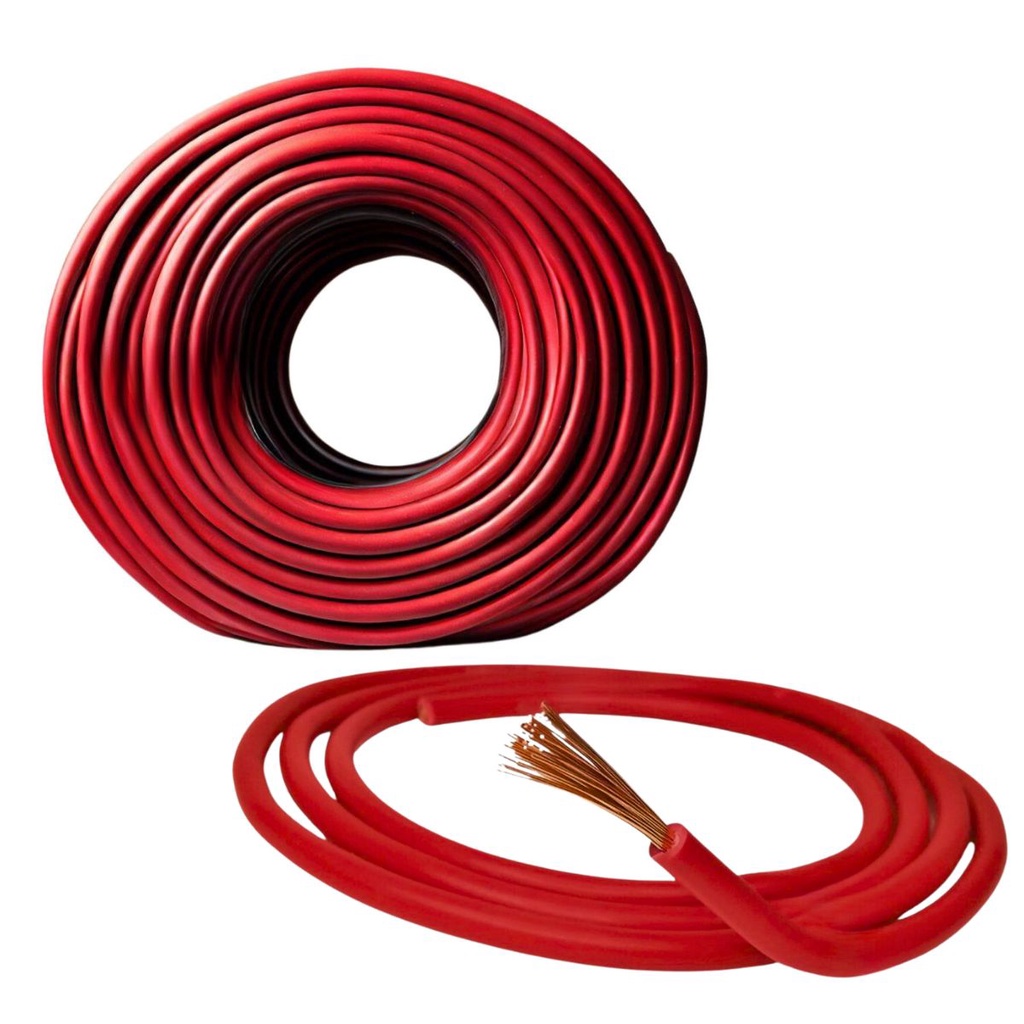 Cabo Auto 6mm Som Automotivo Flexível Emborrachado Aluminio Cobreado com Alta Condutividade - 6 Metros