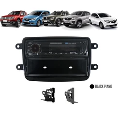 Moldura Painel 1 Din Kwid Oroch Duster Sandero Logan Automatico 2012 Em Diante Suportes Fixação Laterais - Black Piano