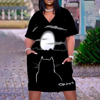 2023 Novo Vestido Padrão De Gato , Saia De Joelho Preta Feminina , Top Minimalista 3D , Feminino Spring/Summer
