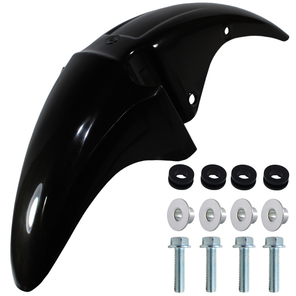 Paralama dianteiro CG150 Titan Sport 2004 a 2008 preto com parafusos em Oferta na Shopee