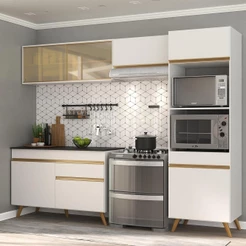 Cozinha Compacta 4 pç c/ Armário e Balcão MP3692 Veneza GW Multimóveis Branca