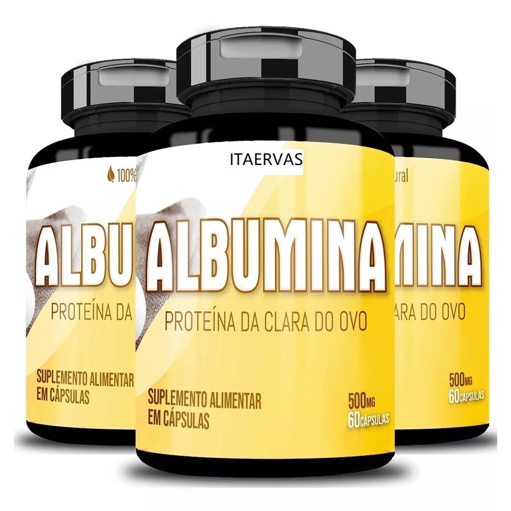 3 Potes Albumina 100% Pura Proteína Isolada 500mg Itaervas