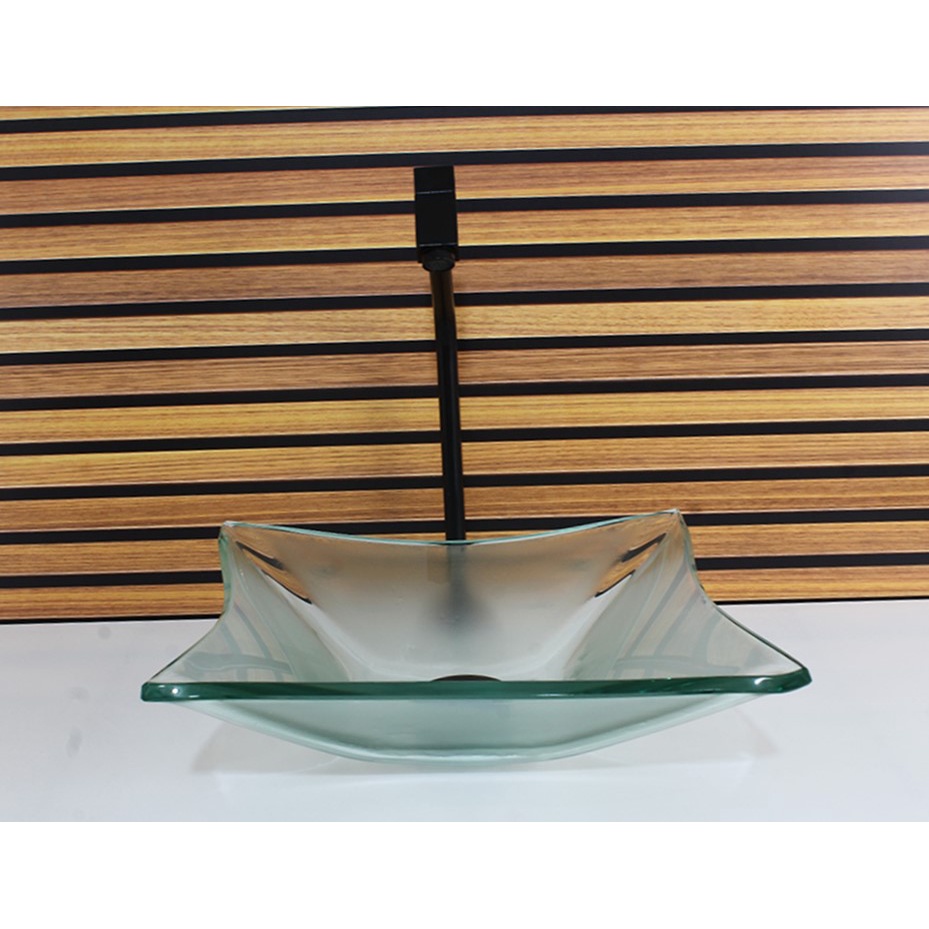 CUBA DE VIDRO QUADRADA 31CM INCOLOR FOSCA
