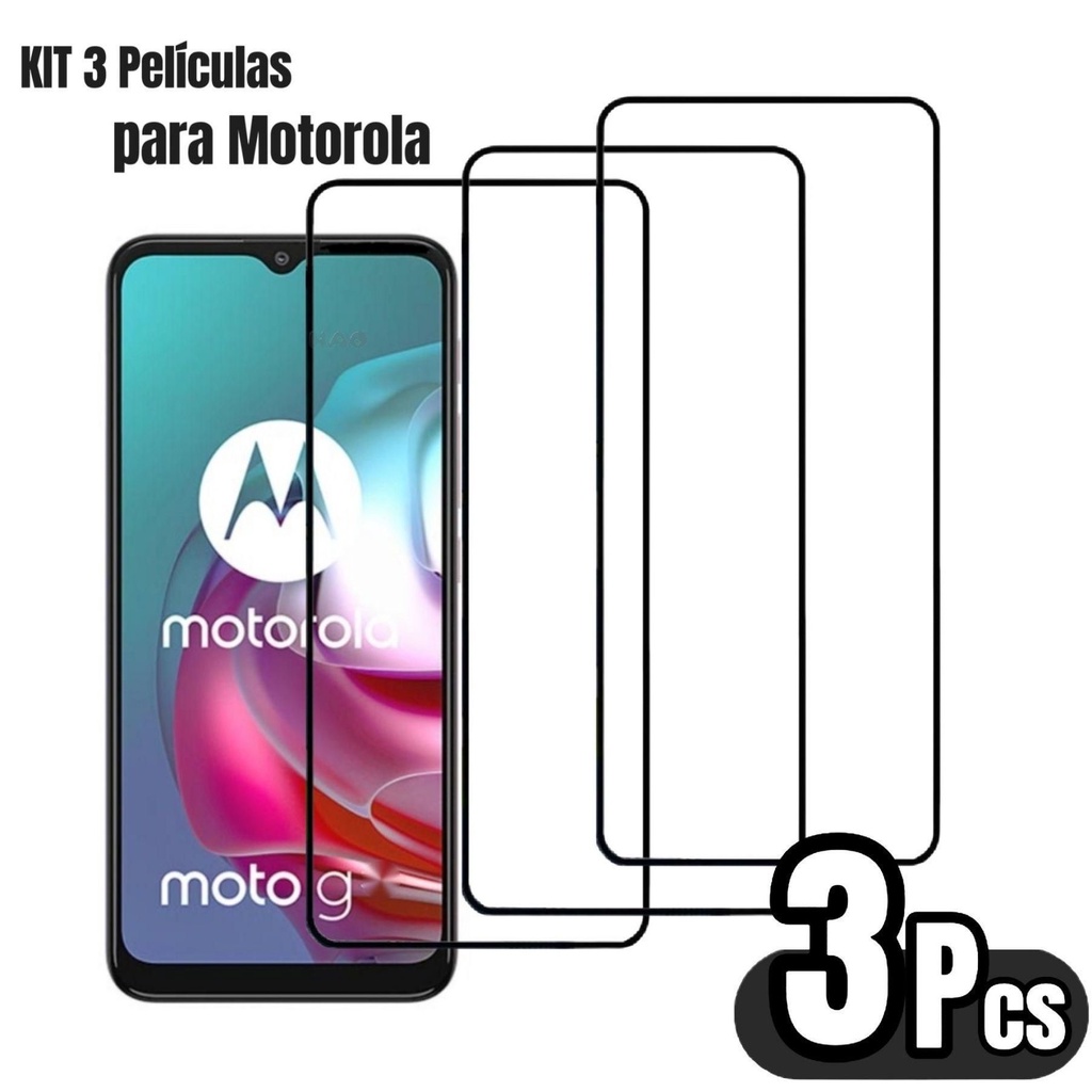 Kit 3 Película De Vidro Temperado 3D/9D Motorola Moto G10 G20 G30 G50 G60 G31 G41 G51 G71 G22 G32 G42 G52 G62 G72 G82 G100 G200 G5 G6 G7 G8 G9 G 5G E6 E7 Plus Play Power Lite Case E20 E30 E40 E32 E22 E13 G13 G23 G53 G73 G14 G54 G84
