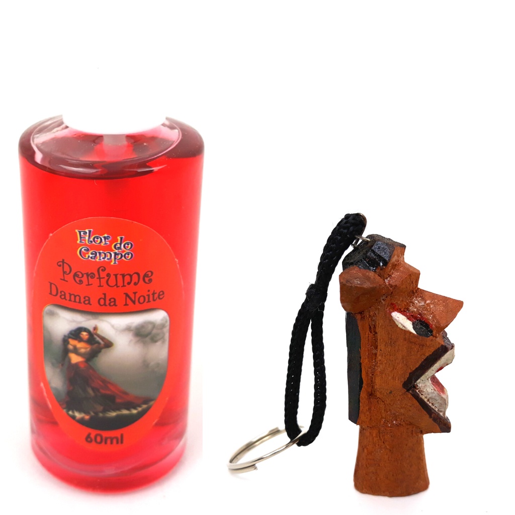Perfume Dama da Noite Pomba Gira Atrativo do Amor Sedução Atração Chaveiro Carranca Proteção Kit