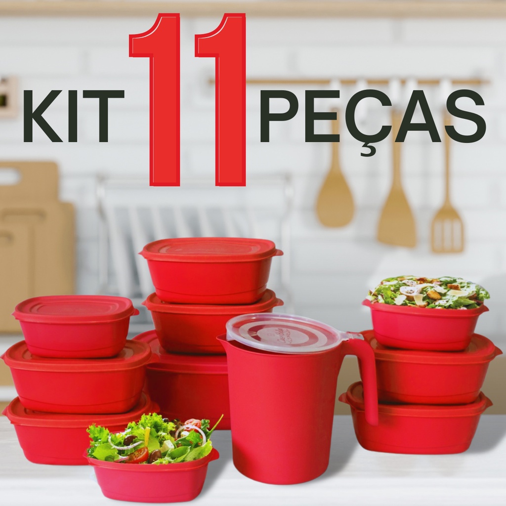 Kit 10 Potes mais Jarra 1.800 ml Potes + Jarra