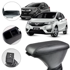 Apoio De Braço Encosto Fit/Wrv 2015/2023 Couro Preto