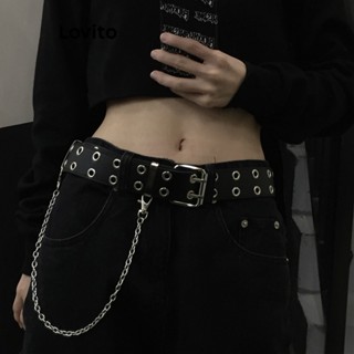 Lovito Cinto de Corrente Simples para Mulheres L60AD093 (Preto)