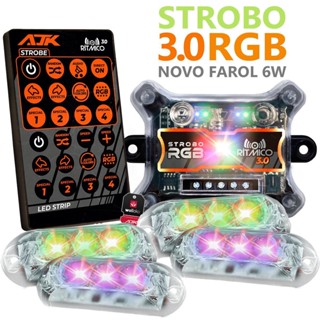 4 Strobo Automotivo Carro AJK 3.0 RGB Rítmico Farol 6W Lançamento