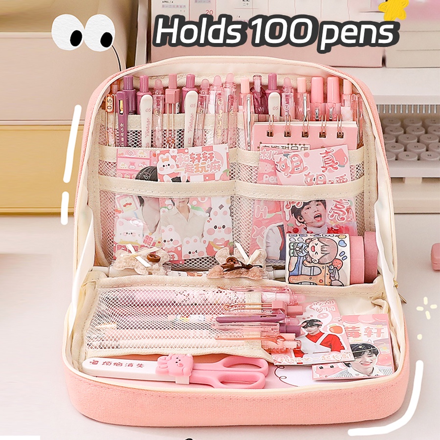 Saco De Lápis De Grande Capacidade Kawaii Fofo Estojo Cosméticos Material De Escritório Escolar