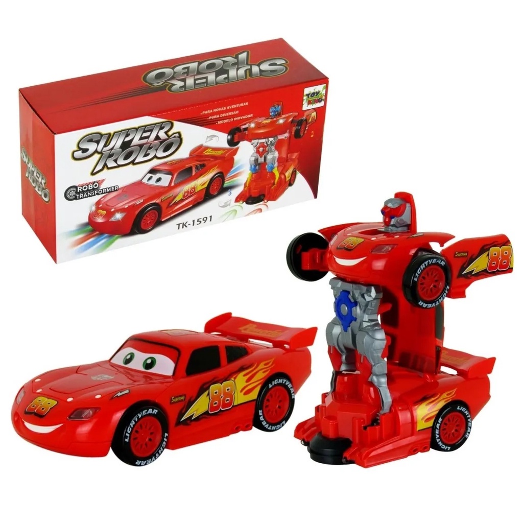 Relâmpago Mcqueen Super Carro Transformer Robô Som E Luz Brinquedo em Oferta na Shopee