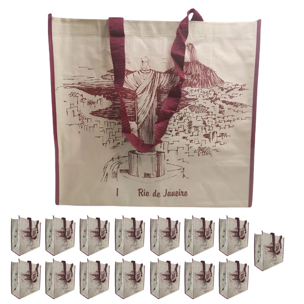 Bolsa Ecobag Ecologica Sacola de Ombro Reutilizavel  Kit 15 Unidades Mercado Compras Multiuso Trabalho Pratica Dobravel Alça Resistente Lavavel