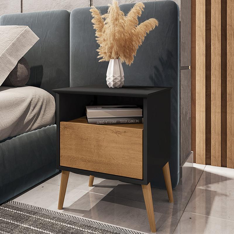 Mesa de Cabeceira Cancun Quarto Pés Madeira Maciça 1 Gaveta em Oferta na Shopee