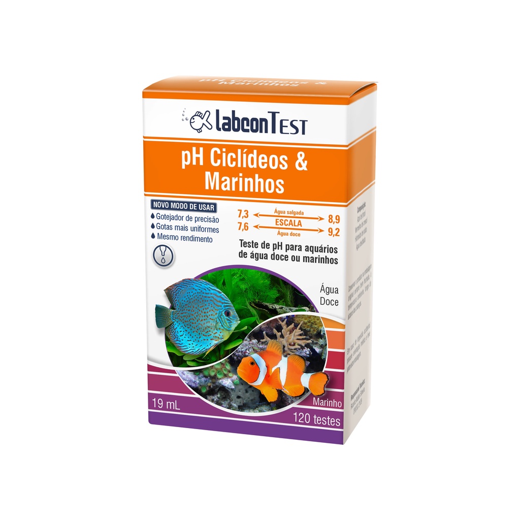 LABCON TEST PH CICLIDEOS E MARINHO 19 ML - 120 TESTES