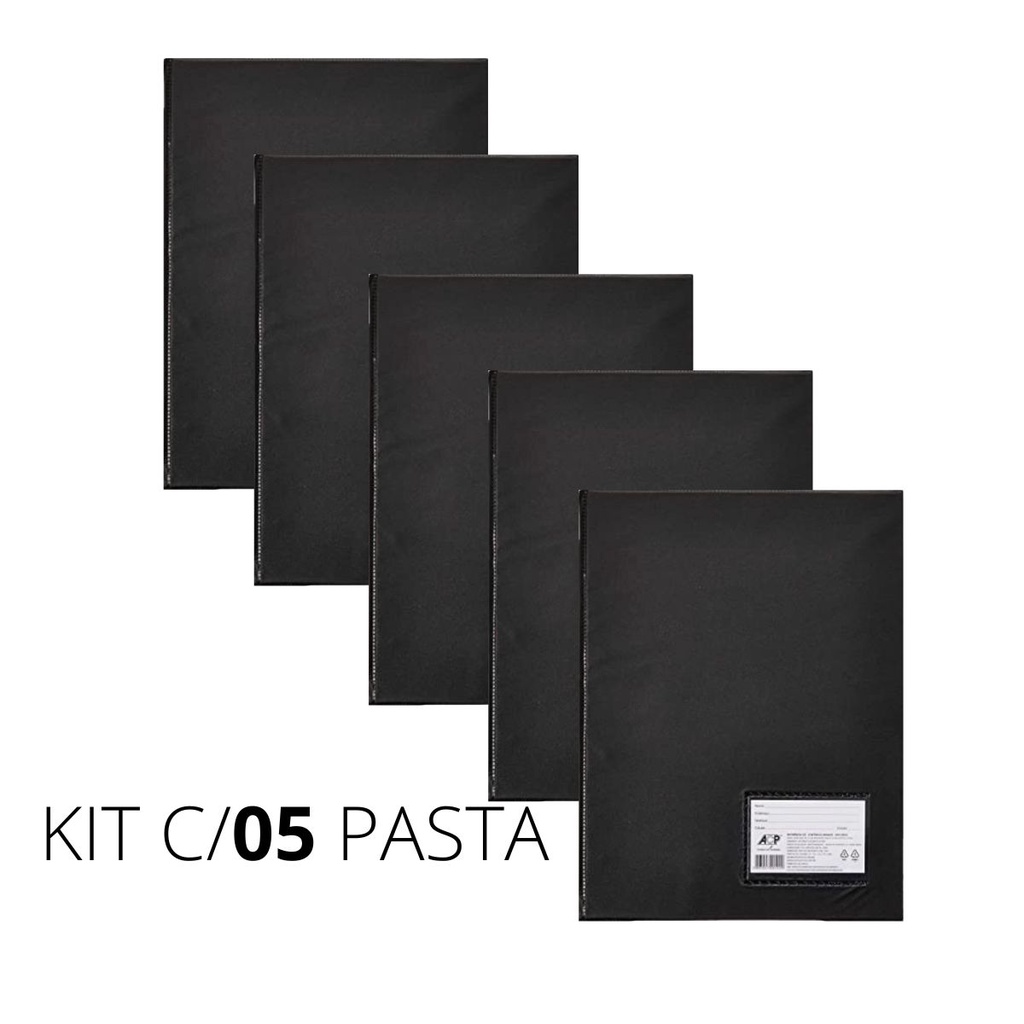 KIT 5 PASTA CATÁLOGO 10 ENVELOPES PRETA em Oferta na Shopee