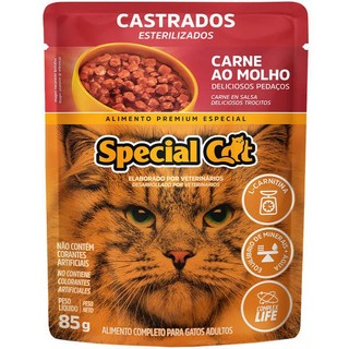 Ração Úmida Special Cat Sachê Carne para Gatos Castrados