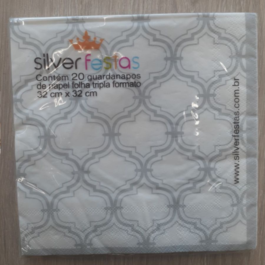 Guardanapo estampado folha dupla - 20 un - Ref.GE33109 - 33x33 cm - Silver Festas - Home & Living