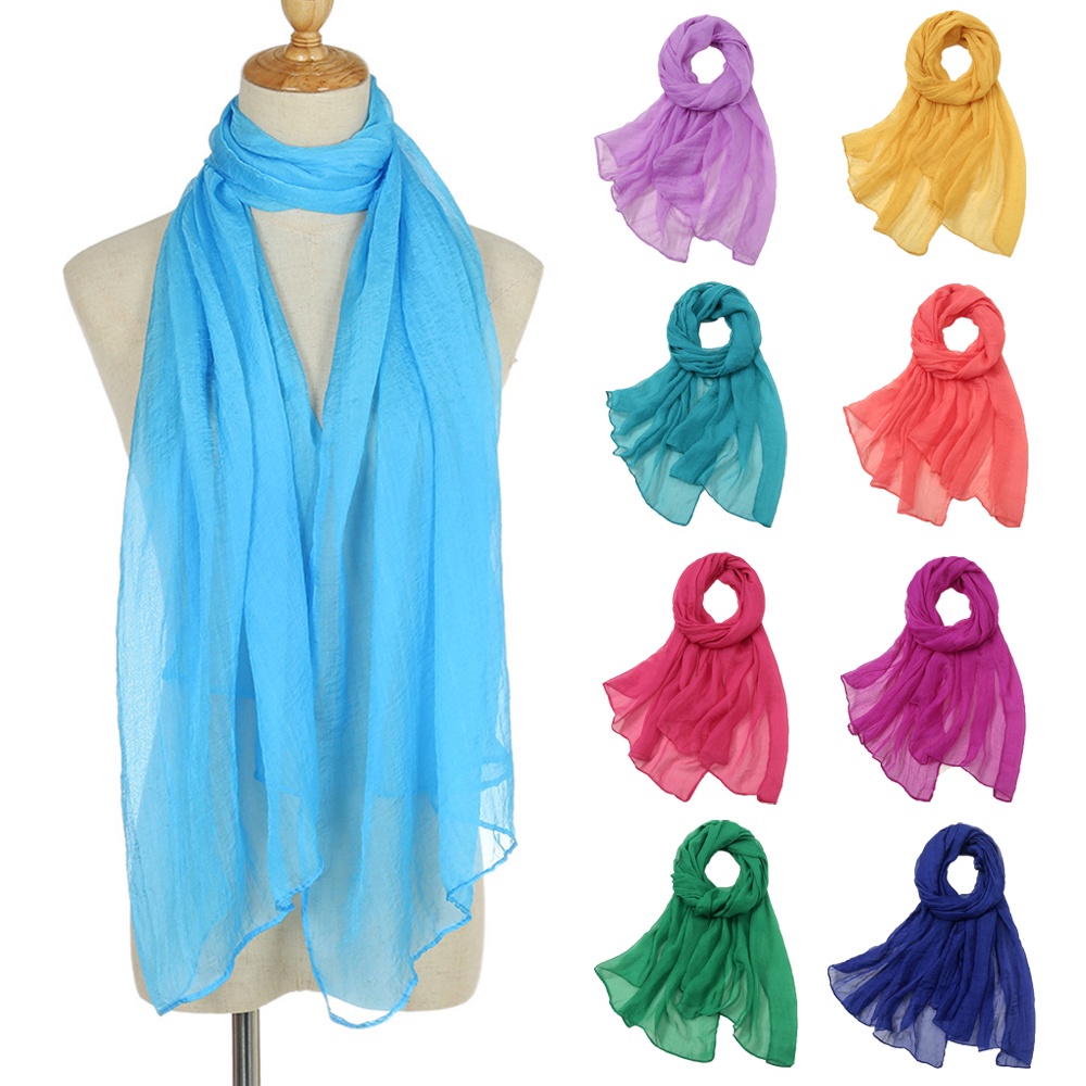 Lenço De Praia Fino Chiffon Scarf Protetor Solar Shawls Cor Sólida Cachecóis Longos Fita De Cabeça Proteção Elegante em Oferta na Shopee