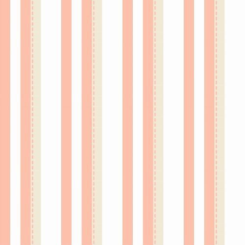 Papel De Parede Listrado Salmão Branco Bege Vinílico