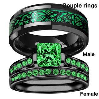 Anéis De Casamento Redondos De Aço Inoxidável Preto Zircônio Quadrado Para Amante Verde Anel De Jóias Valentine New List em Oferta na Shopee
