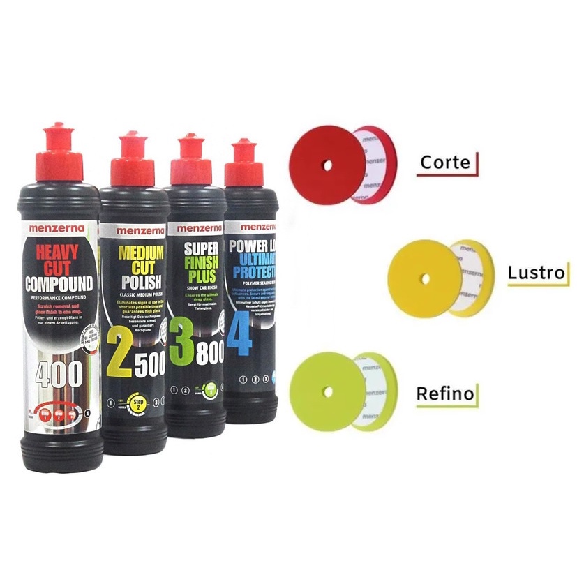 Boinas Corte Refino Lustro e 4 compotos corte refino lustro e selante Menzerna