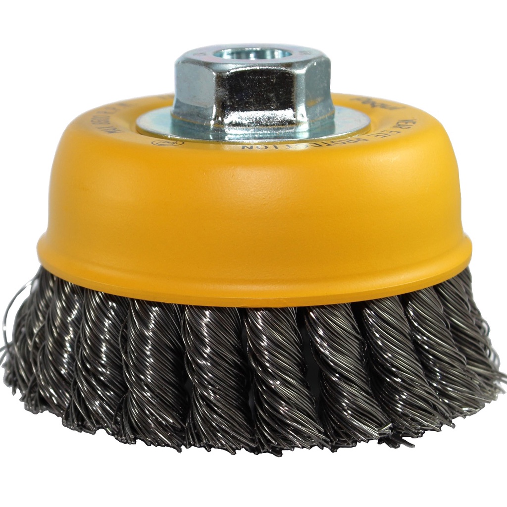 Escova Copo Trançado PEQUI 4"  100mm Rosca M14 Aço Temperado 0,50mm Máx 8.500 RPM