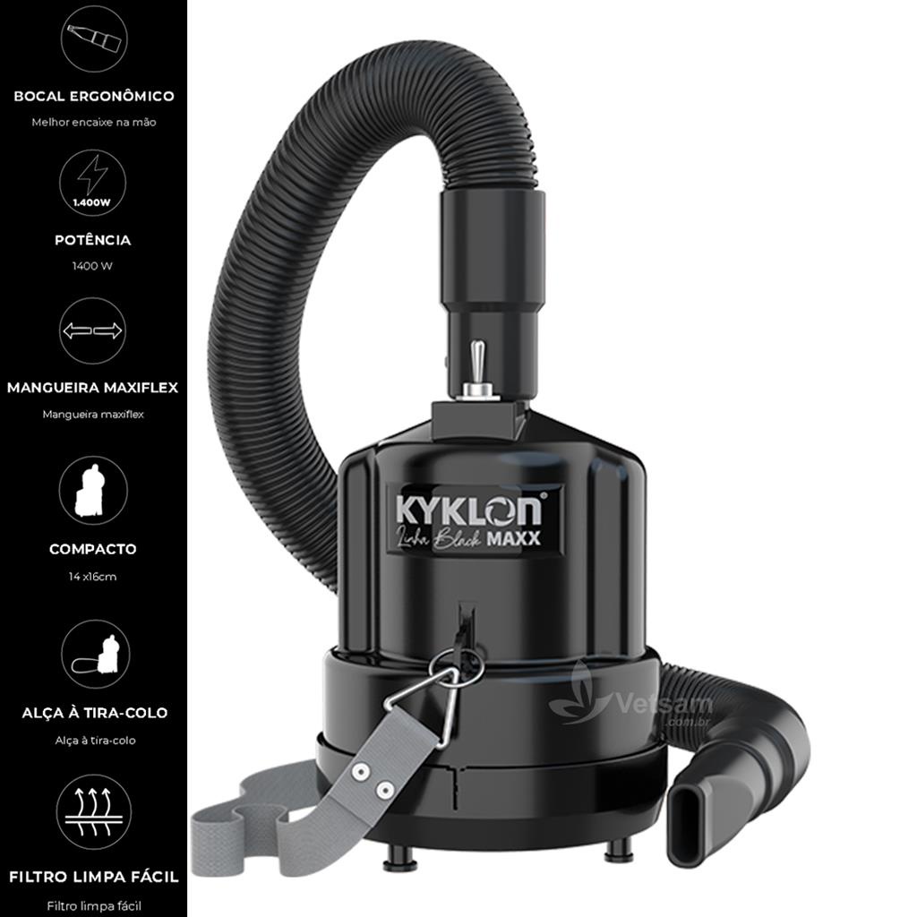 Soprador Kyklon Maxx Preto 220V Pet Shop Banho e Tosa Potente Profissional Compacto Smart Pet