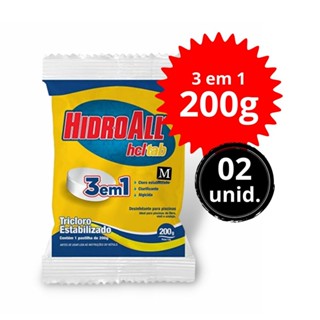 kit 02 unid cloro Pastilha para piscina Hidroall 3 EM 1 Multiação Penta 200g
