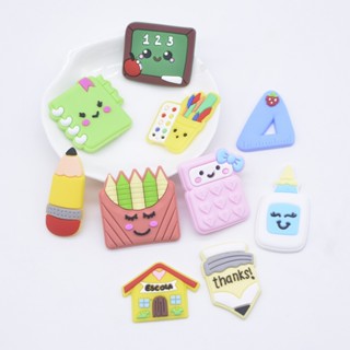 10Pcs Novo Escola De Simulação Papelaria Borracha Macia Cabochon Scrapbook Cute DIY Hair Clips Embelezamento Acessórios