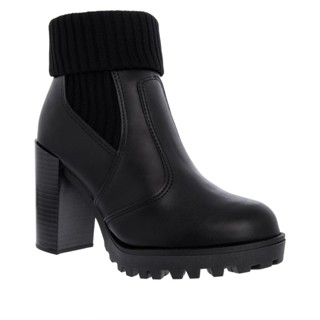 Ankle Boot Polaina Moleca Meia Pata Tratorada Preto