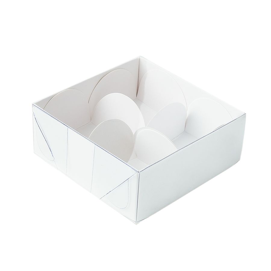 Caixa 4 Doces com Tampa Transparente Nº 4 (8,5cm x 8,5cm x 3,5cm) Branca - 10 unidades - Assk - Rizzo