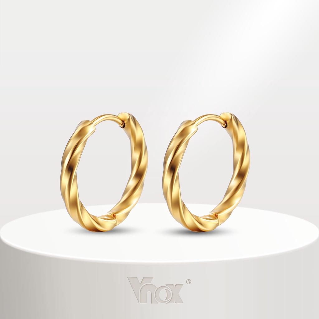 Brincos Vnox Minimalista Mobius Hoop Para Mulheres Homens , Redondos De Aço Inoxidável Huggie Party Gifts