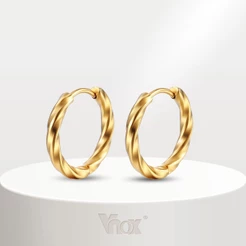 Brincos Vnox Minimalista Mobius Hoop Para Mulheres Homens , Redondos De Aço Inoxidável Huggie Party Gifts