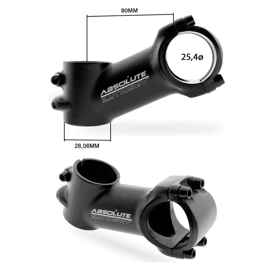 Suporte Mesa Guidão 25,4mm Bicicleta Absolute Rise +/- 7° Avanço 80mm