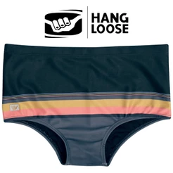Sunga Hang Loose Estampa Listrada Slip Sungao Forrada com Cordao de Regulagem Masculina Moda Praia
