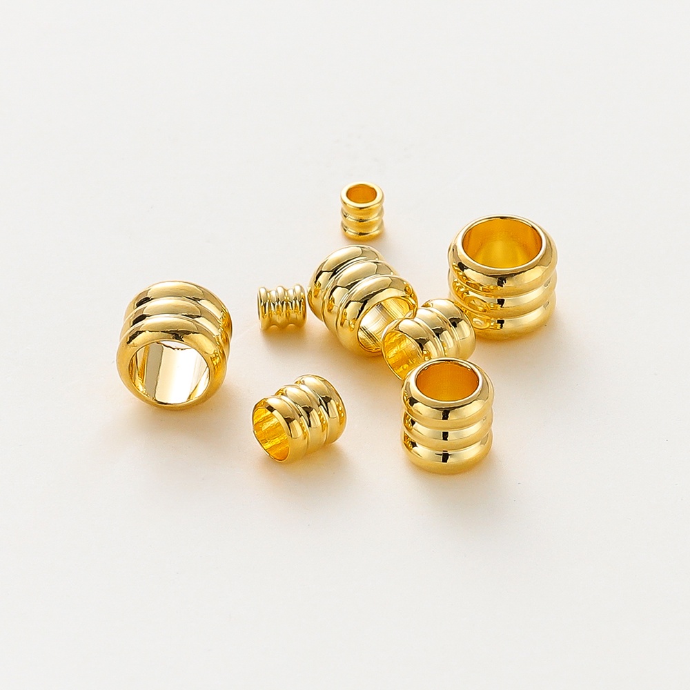 St.kunkka 50-20pcs 2.5-6mm 18K Retenção De Cor Contas De Três Linhas Douradas Reais Com Espaçadoras Círculos Feitas Para Colar Pulseira