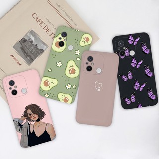 Capa de Telefone Para Xiaomi Redmi 12c 11A Moda Capa Silicone Fosco À Prova De Choque Borboleta Abacate Doce Tampa Meninas Para Xiaomi Redmi 12c 11 A Capa Shell Ultrafino