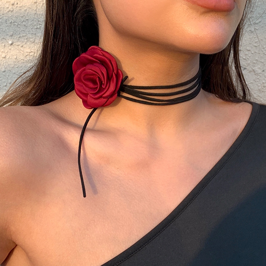 Elegante Colar De Flores De Rosa Grande Chocker Para Mulheres Festa Romântica Casamento Fashion Jewelry Girls Gift