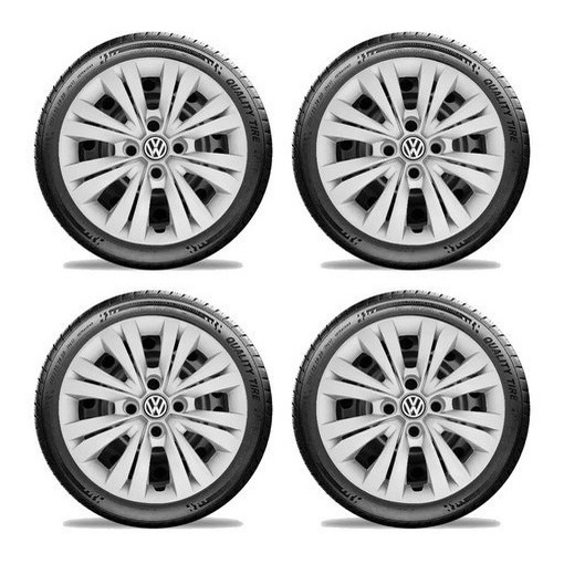 Jogo Calota Vw Gol G3 G4 G5 G6 G7 Aro 14 C/emblema Resinado Grid