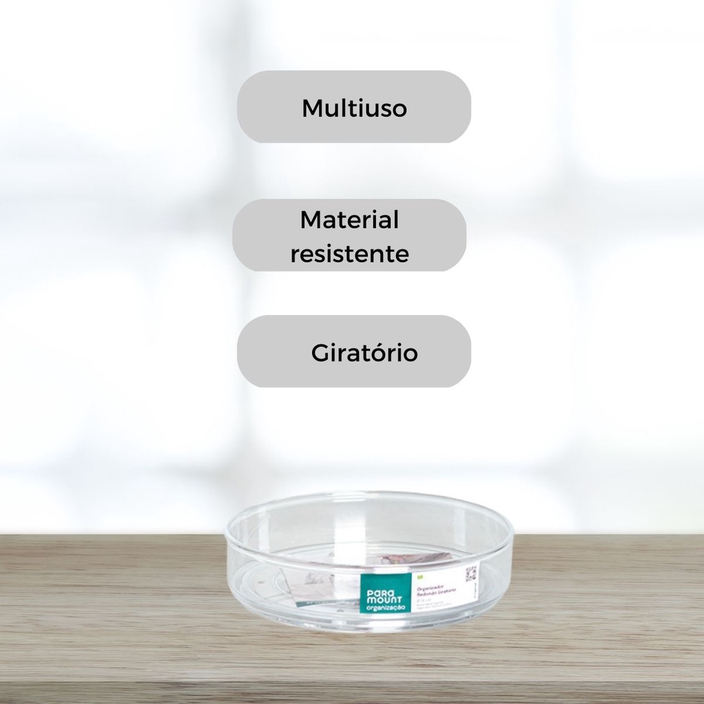 Organizador Giratório Redondo Multiuso Paramount PS Cristal